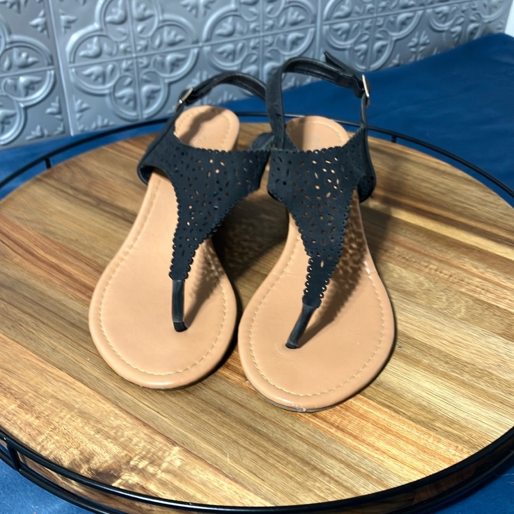 NWOT - Twisted Brand Black Suede Espadrille Wedge Sandals (Display Model)